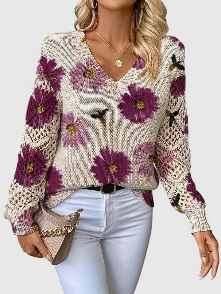 Magnolia | Pull élégant avec motif floral
