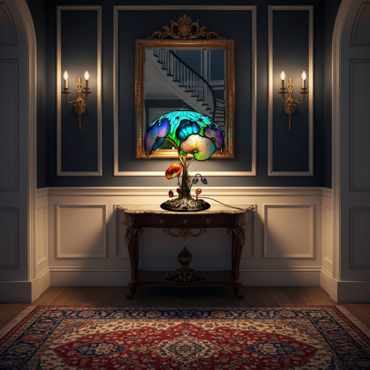 Lampe Florale Bohème Chic avec Champignons