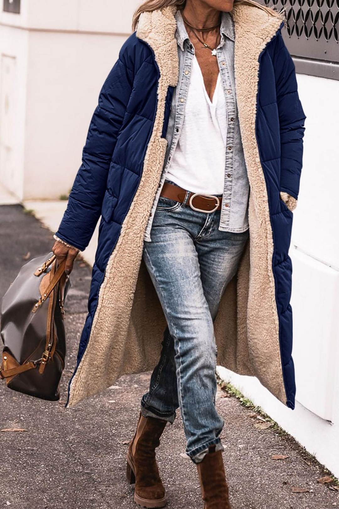 Johna – Manteau Réversible en Sherpa Luxe