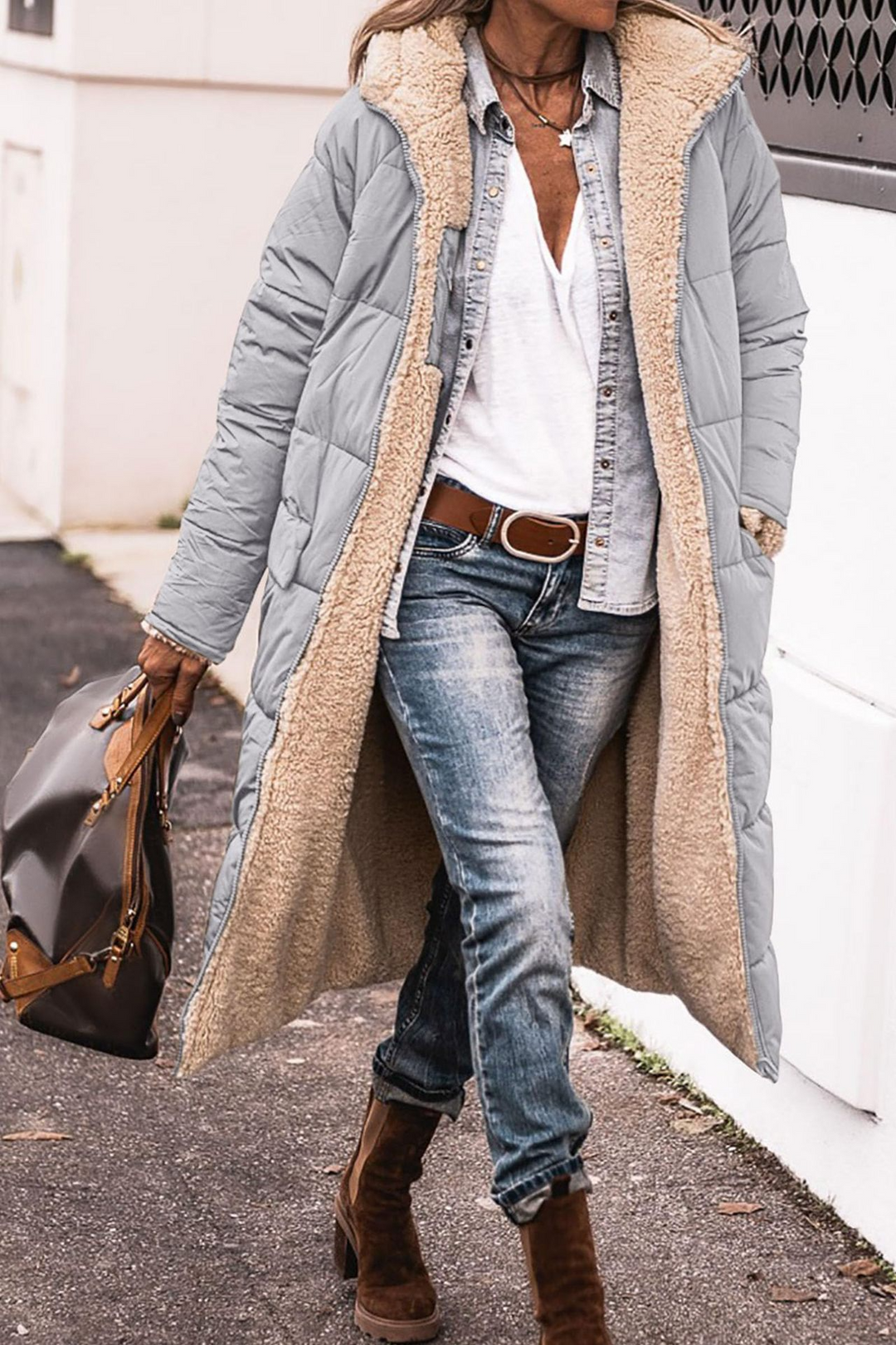 Johna – Manteau Réversible en Sherpa Luxe