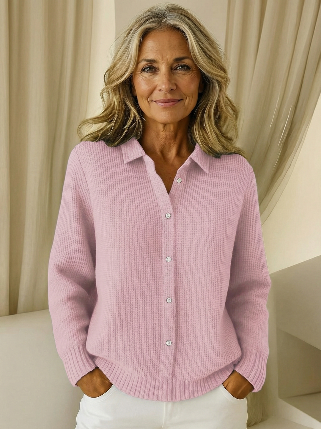Elaine | Cardigan Classique en Tricot avec Boutons