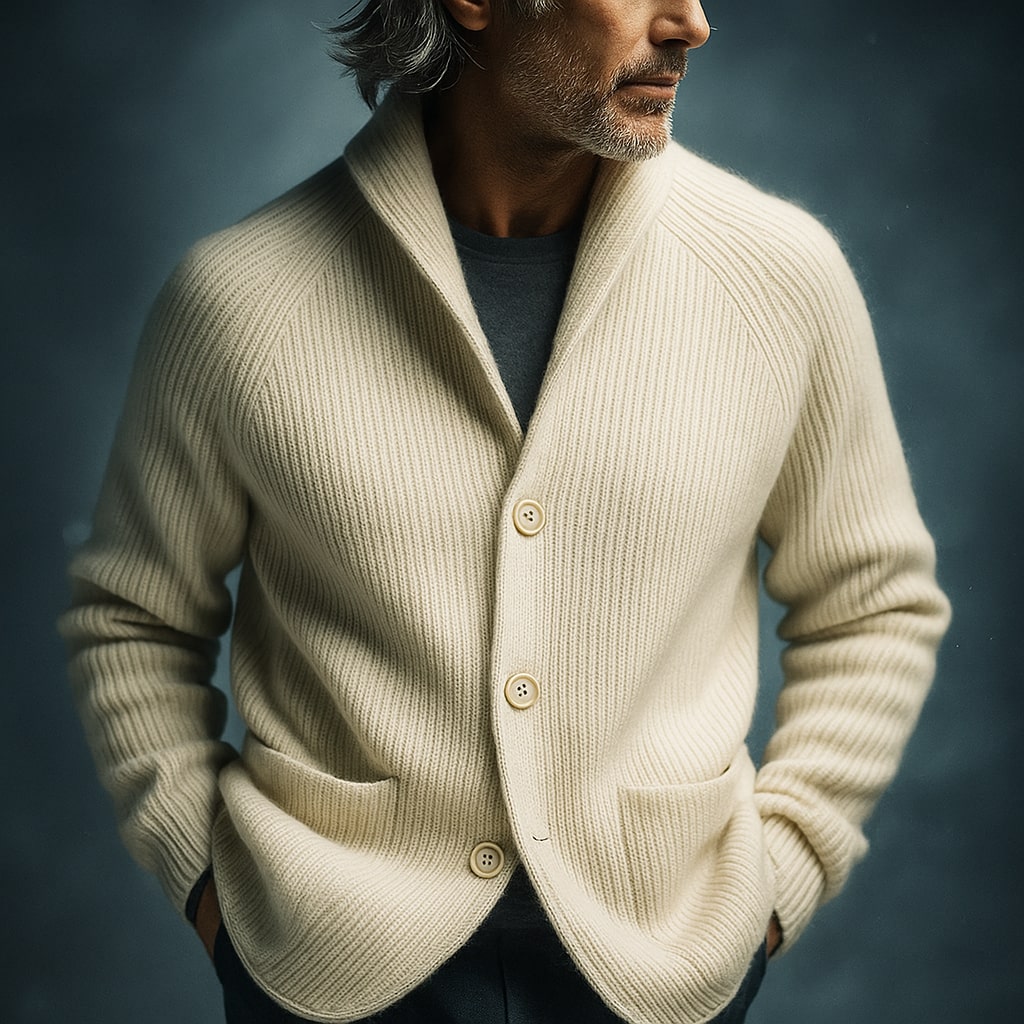 SILVORO | CARDIGAN EN LAINE CÔTELÉE POUR HOMME