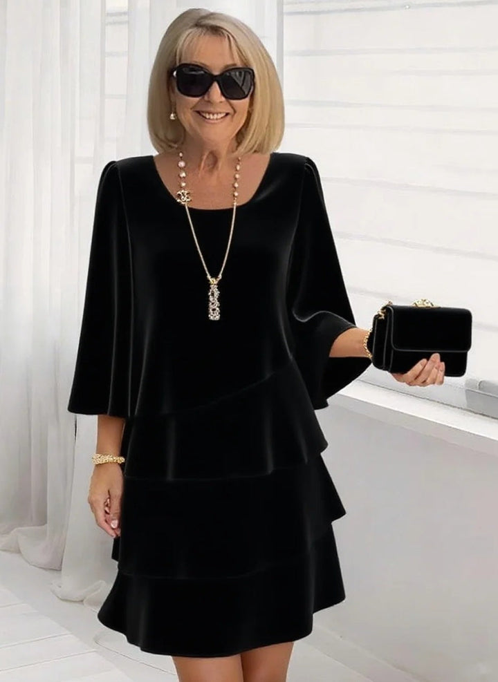 Margaux – Robe Midi Élégante avec Volants