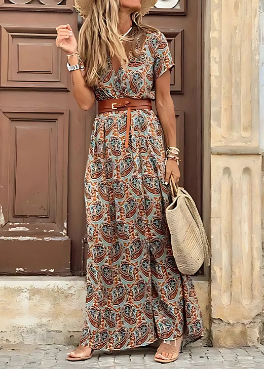 Justine™ – Robe longue bohémienne fluide avec ceinture