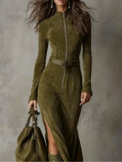 Alessia | Robe longue en daim