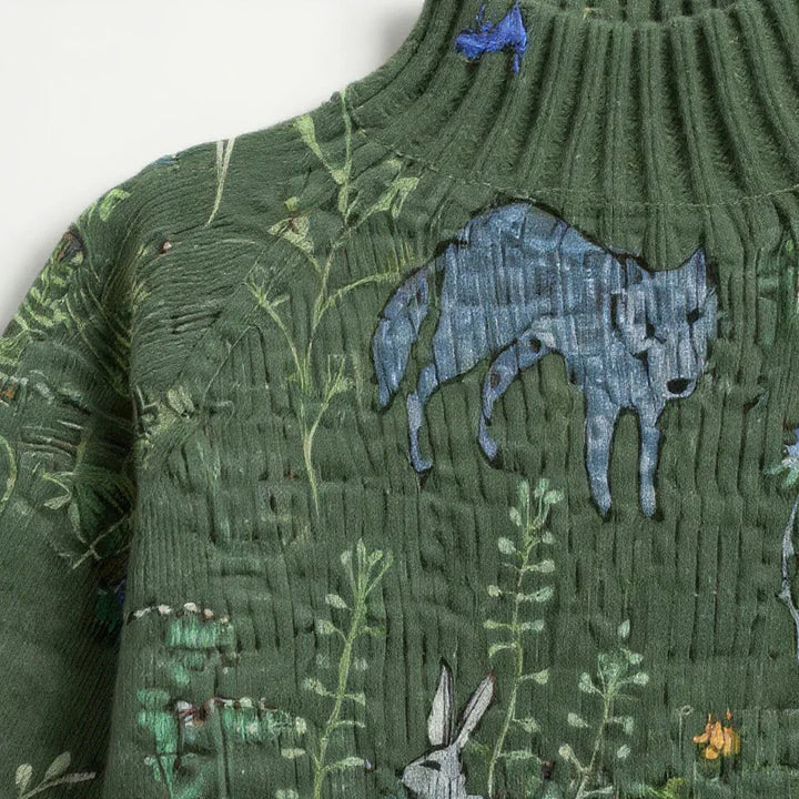 HANA™ | Pull Tricoté Douillet avec Imprimé Inspiré de la Forêt